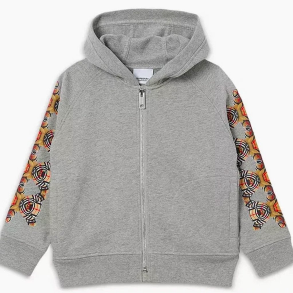 Burberry Unisex Thomas Bear Zip Cotton Hoodie Sweatshirt - Grey - Sz 12y - Nwt!!